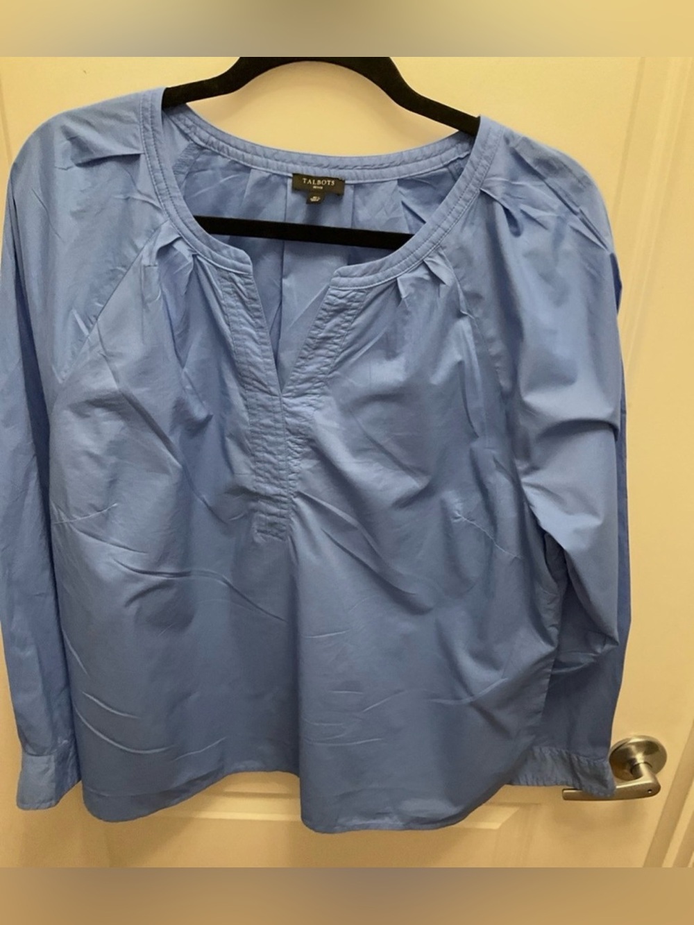 Talbots Petite Women's Light Blue Peasant Blouse